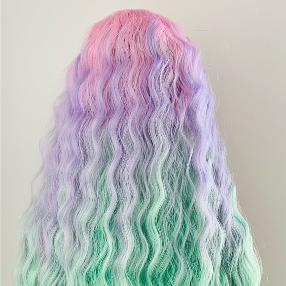 30” Unicorn Color Premium Fiber Wig with Bangs for Events or Daily Wear - Picture 12 of 13